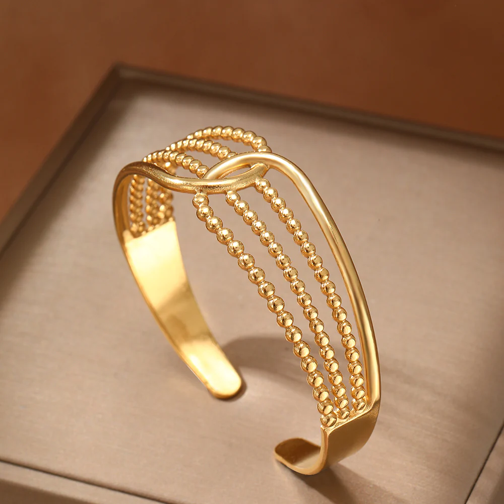 5-Strand Beaded Twist Cuff Bracelet - Image 4