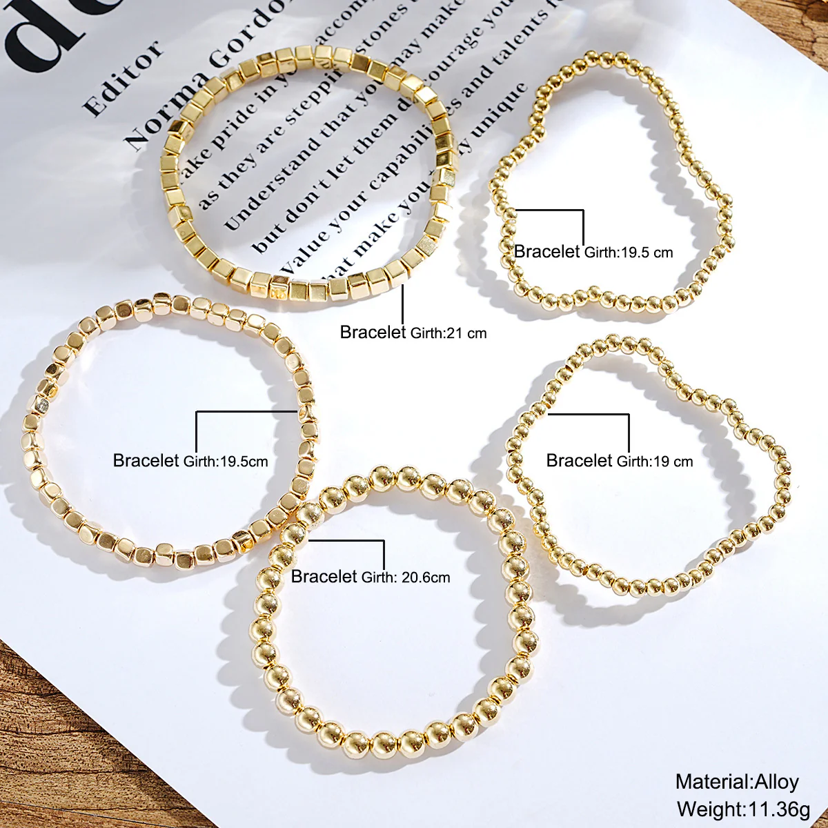 5pc Boho Geometric Beaded Bracelet Set - Image 3