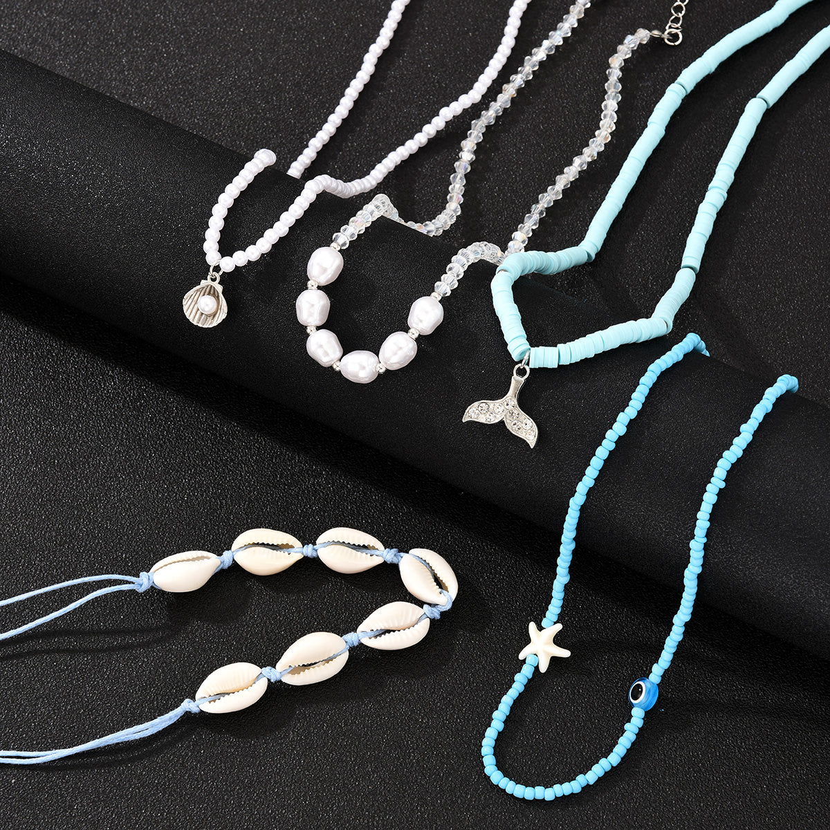 5pc Boho Shell & Bead Necklace Set - Image 6