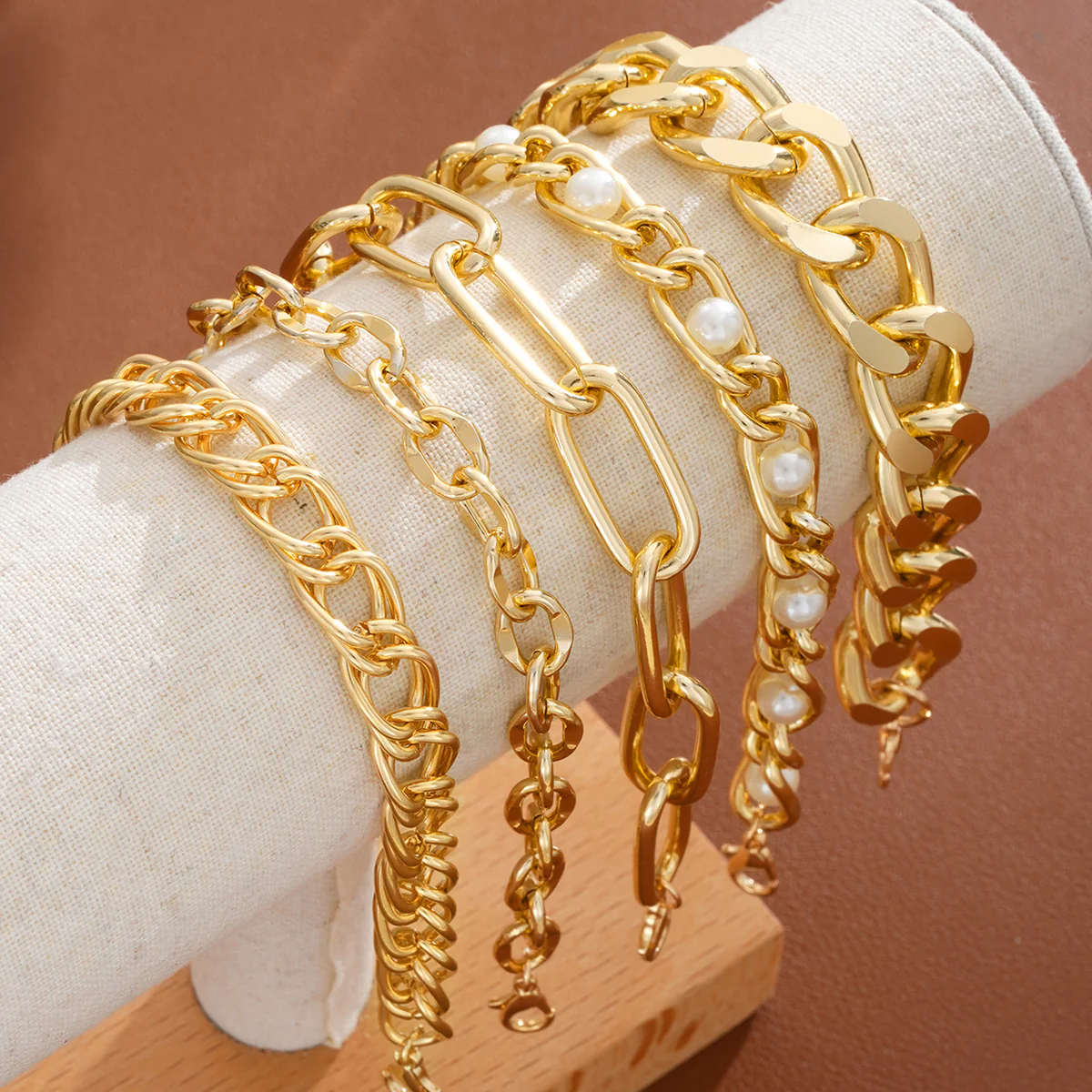 5pc Chunky Chain Bracelet Set - Image 3