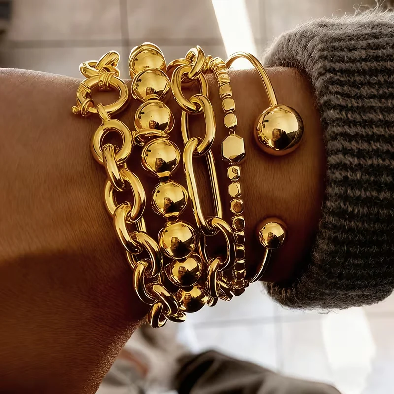 5pc Chunky Stack Bracelet Set - Image 2
