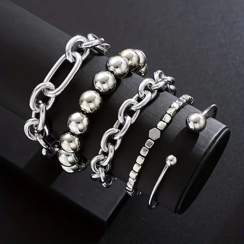 5pc Chunky Stack Bracelet Set - Image 3