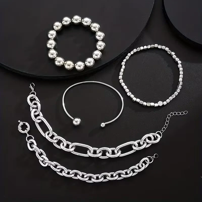 5pc Chunky Stack Bracelet Set - Image 4