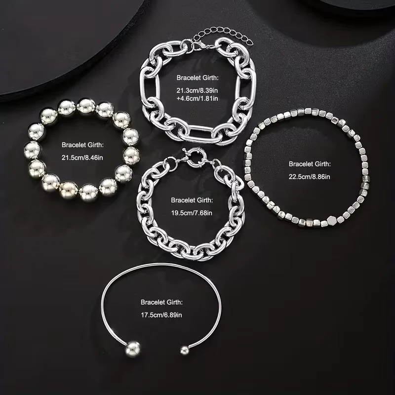 5pc Chunky Stack Bracelet Set - Image 6