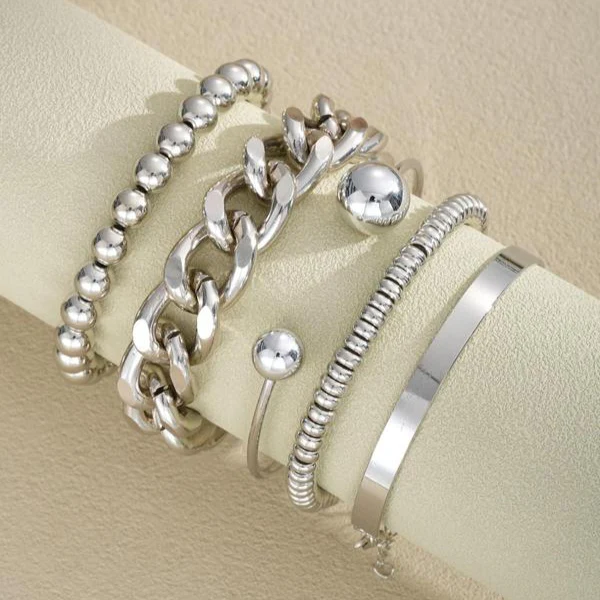 5pc Chunky Stackable Bracelet Set - Image 4