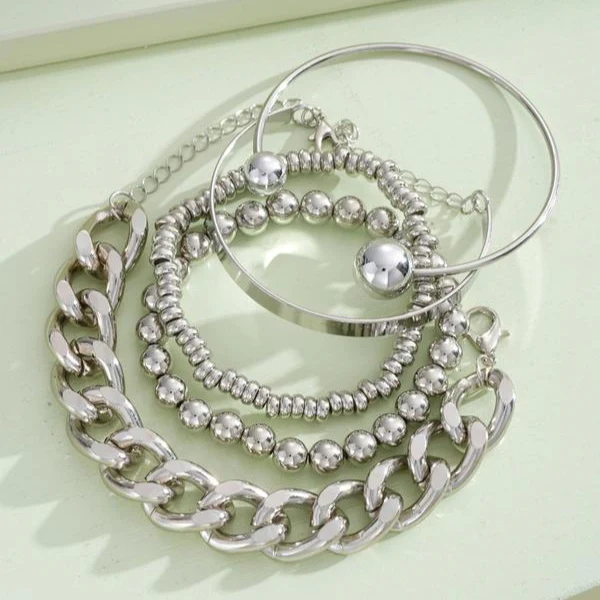 5pc Chunky Stackable Bracelet Set - Image 5