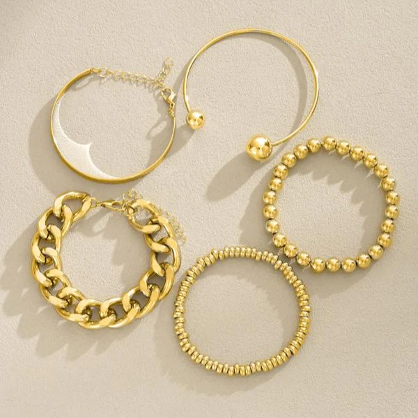 5pc Chunky Stackable Bracelet Set - Image 7