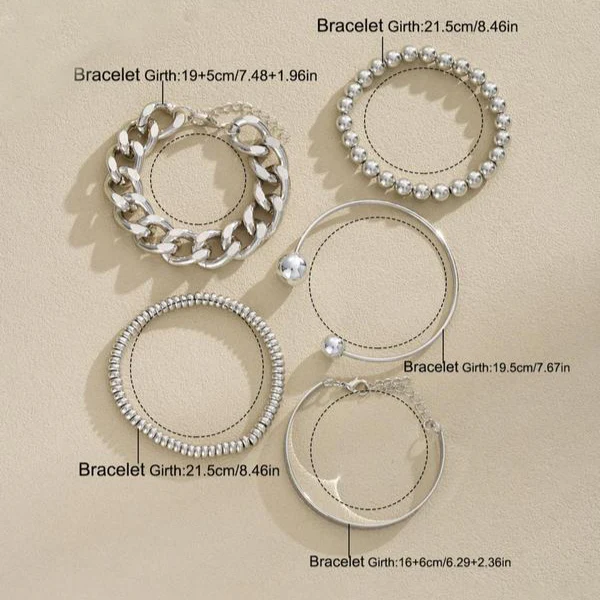 5pc Chunky Stackable Bracelet Set - Image 8