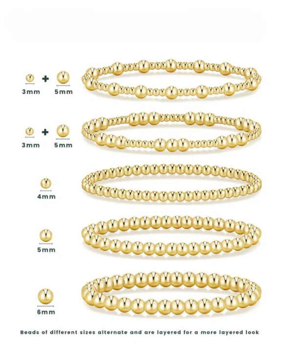 5pc Gold Beaded Bracelet Set - Image 3