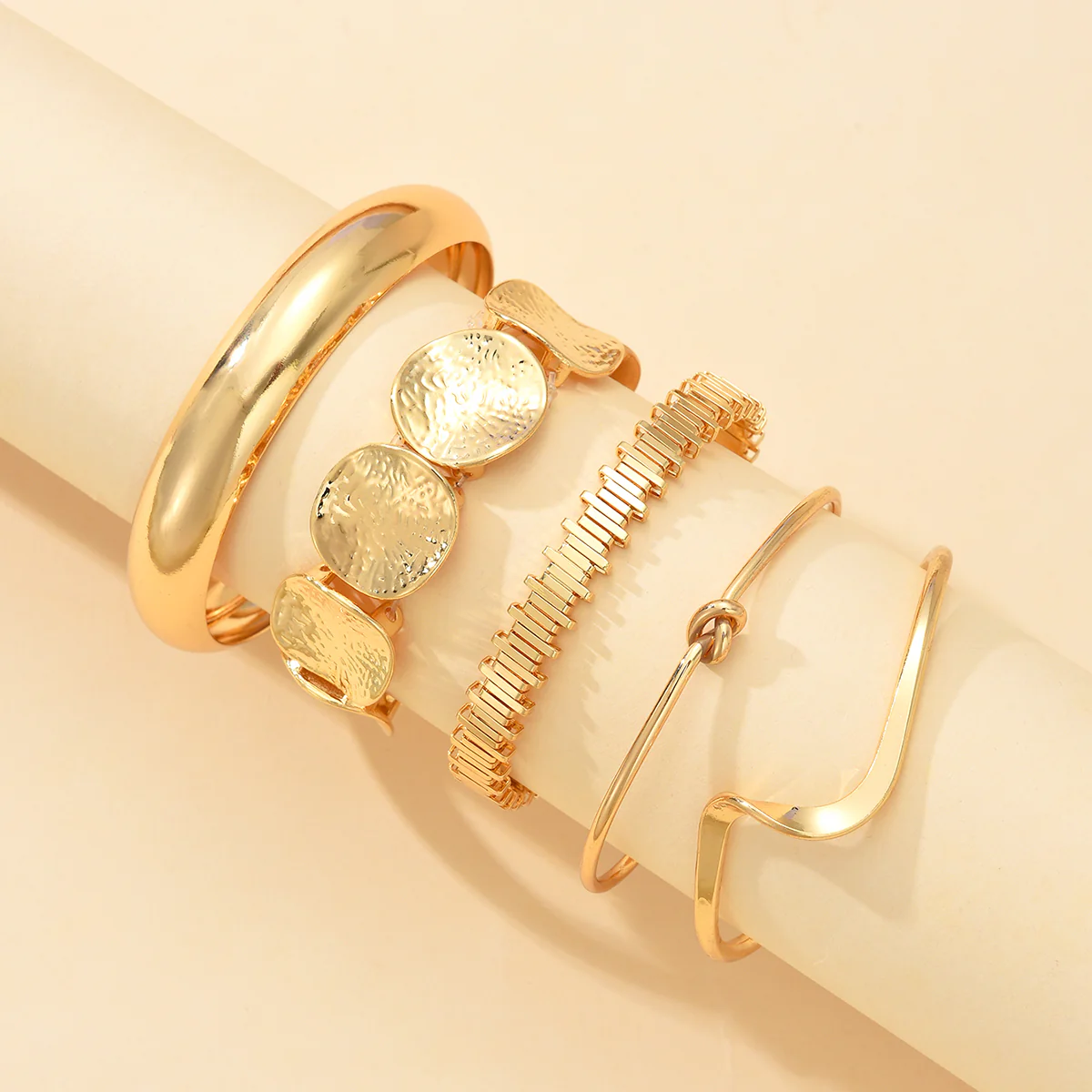 5pc Gold Knot Bangle Bracelet Set - Image 3