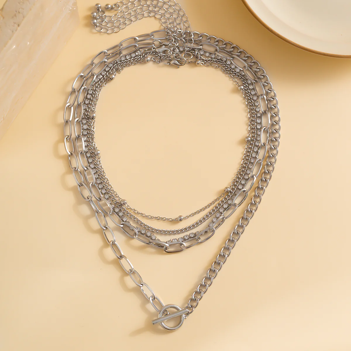 5pc Layered Chain Necklace Set - Image 3