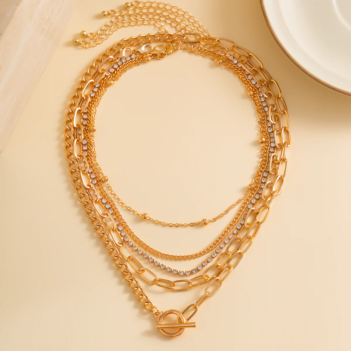 5pc Layered Chain Necklace Set - Image 4