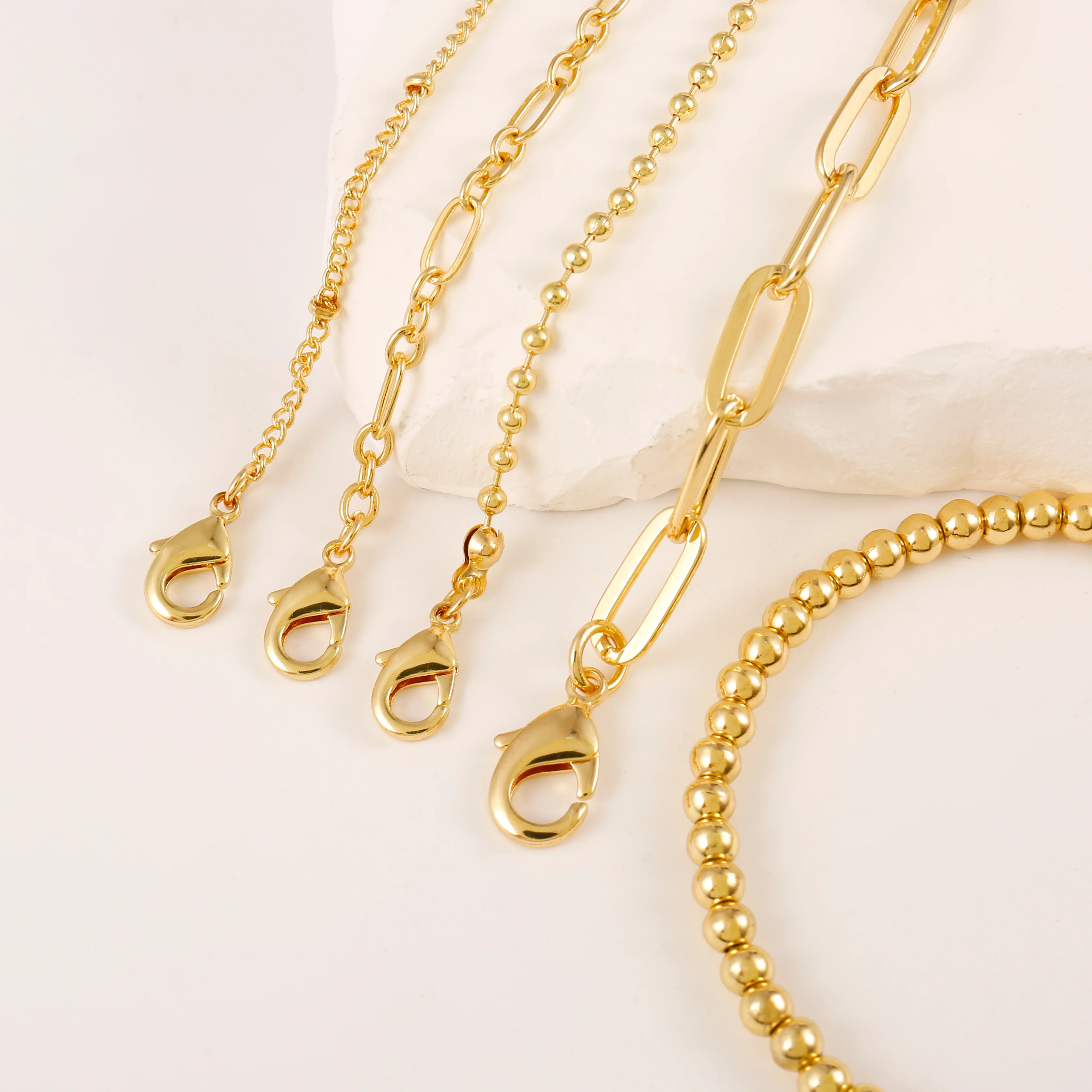 5pc Mixed Chain & Bead Bracelet Set - Image 4