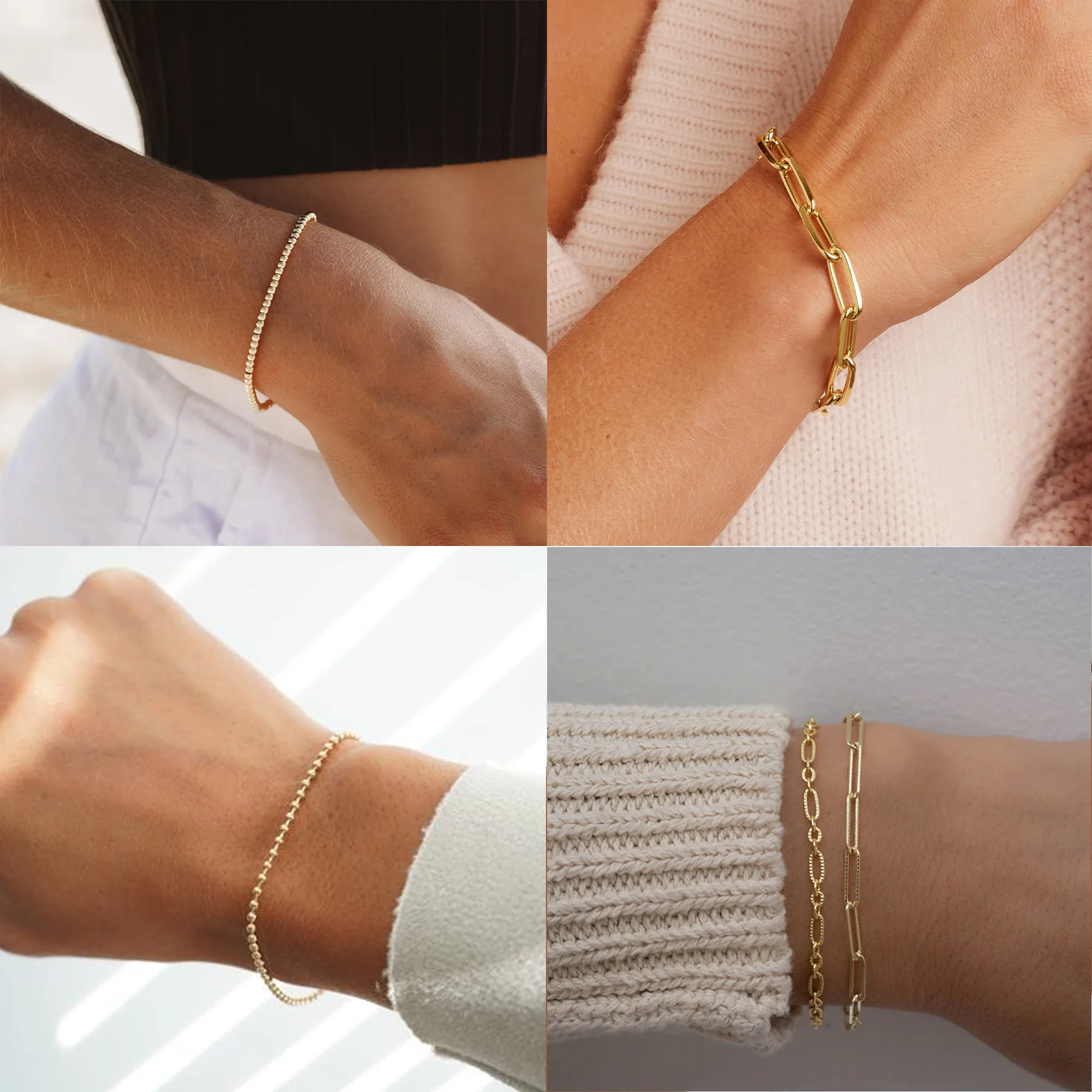 5pc Mixed Chain & Bead Bracelet Set - Image 5