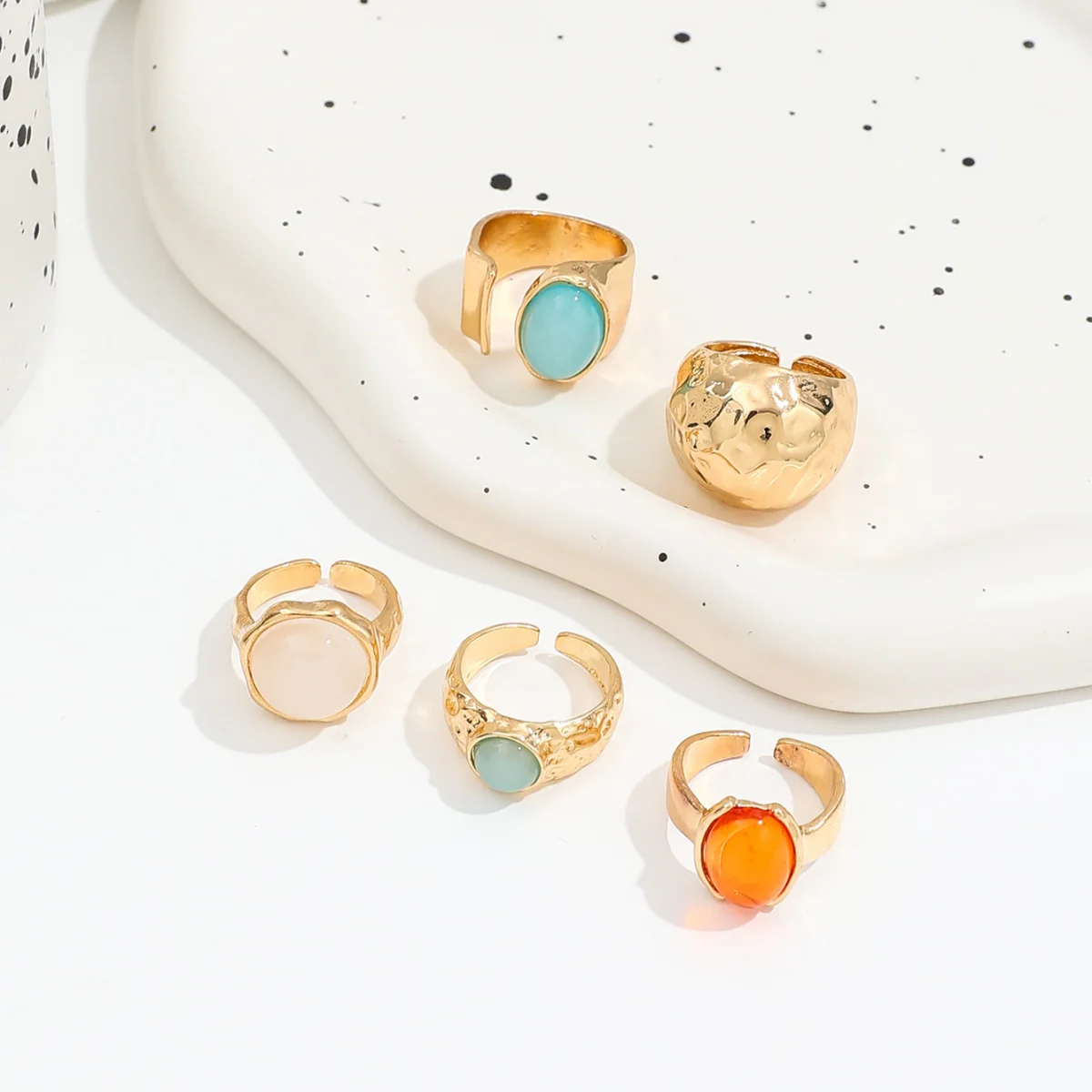 5pc Retro Gold Ring Set - Image 2
