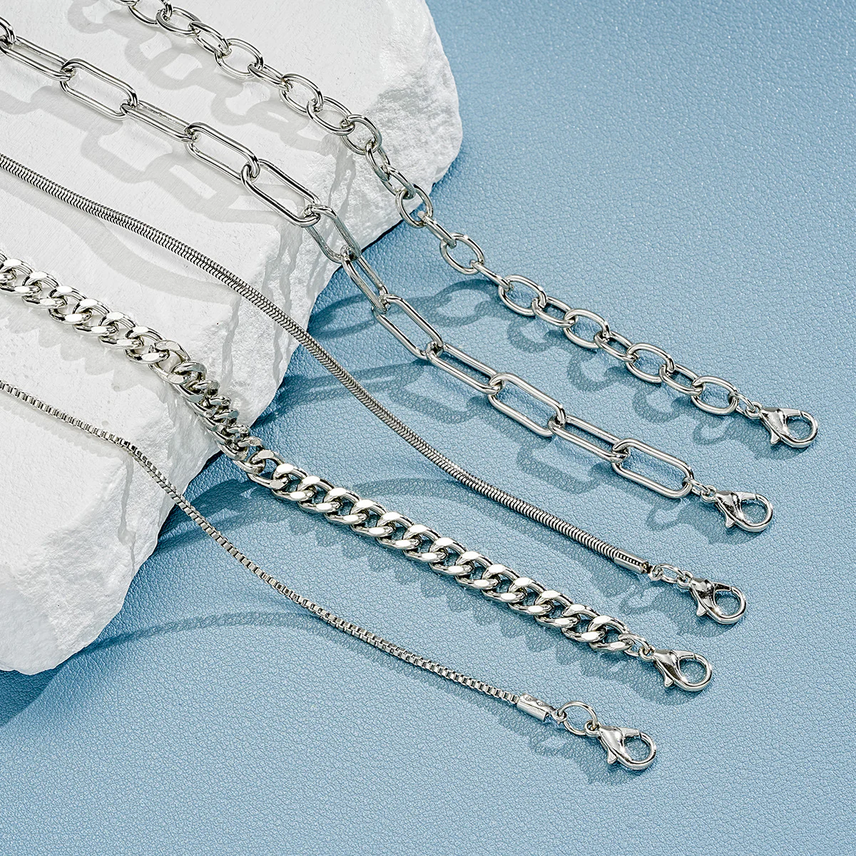 5pc Simple Cuban Chain Bracelet Set - Image 2