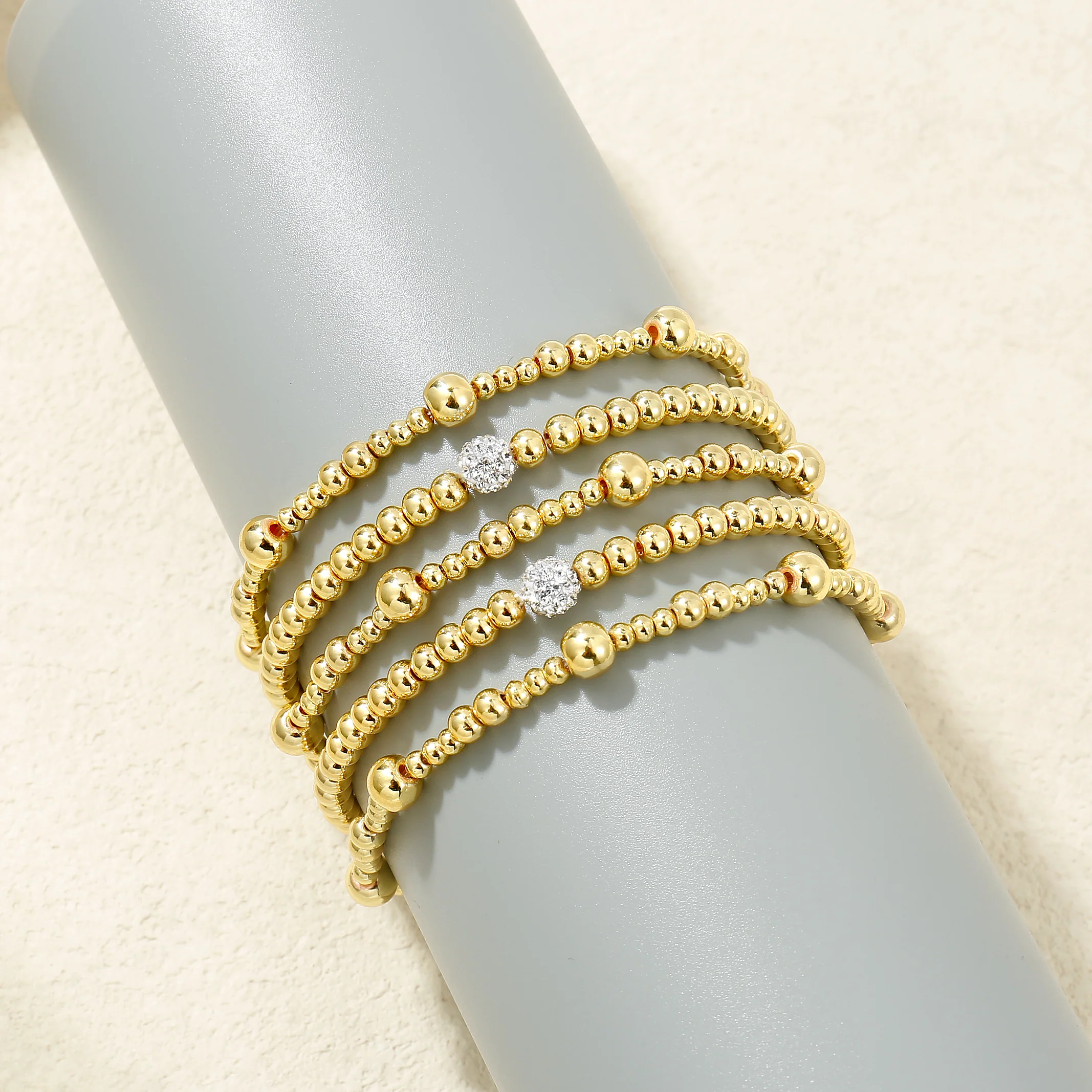 6pc Beaded Crystal Accent Bracelet Set - Image 2
