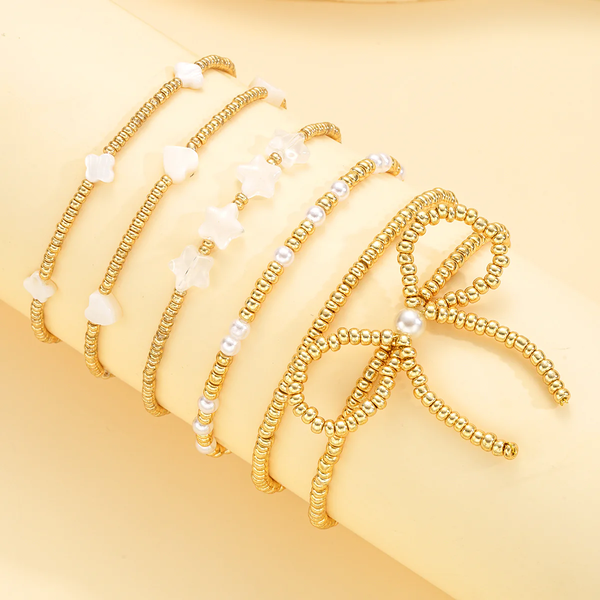 6pc Boho Beaded Charm Bracelet Set - Image 3