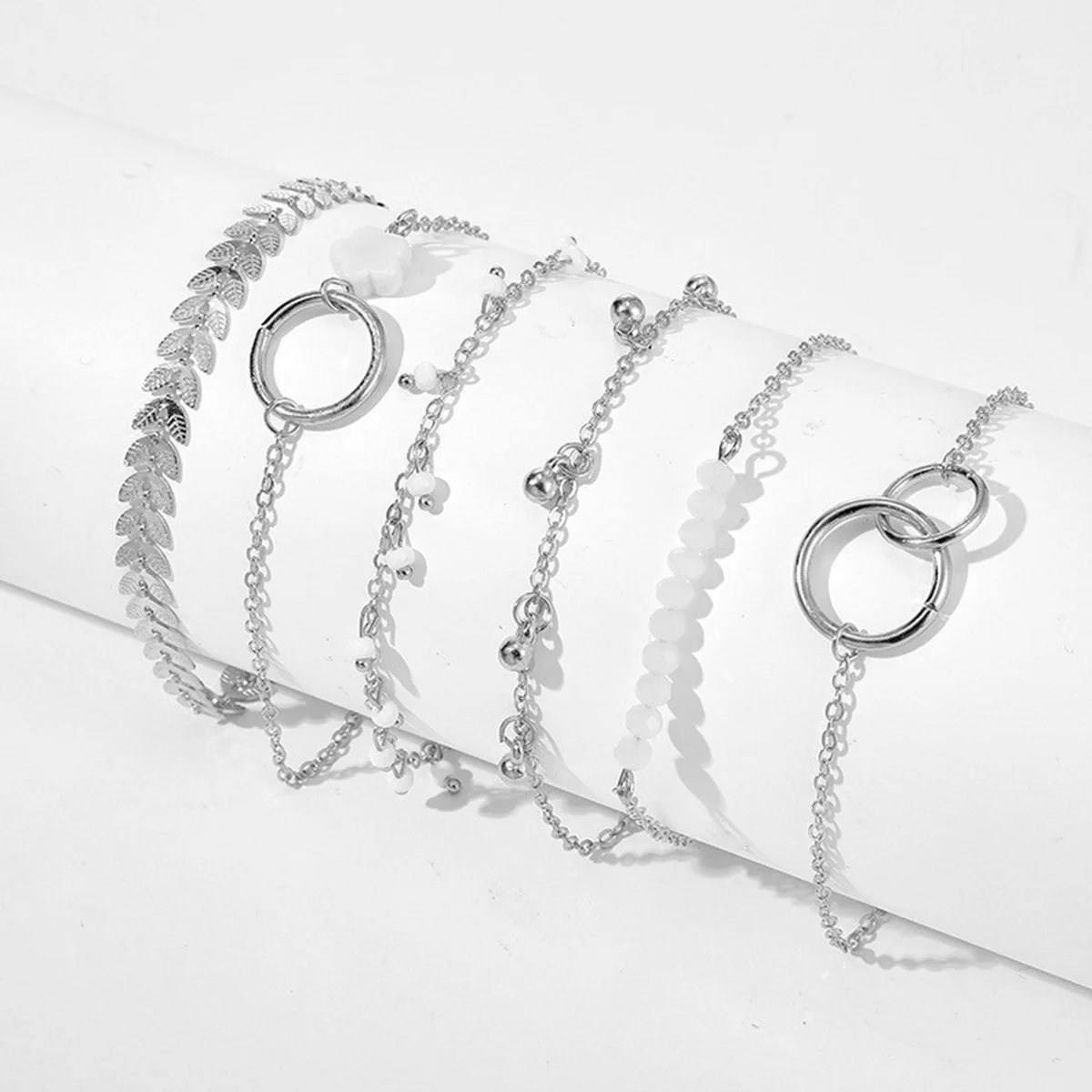 6pc Boho Gold Chain & Bead Bracelet Set - Image 3
