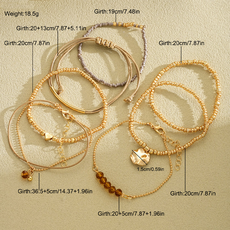 7pc Boho Heart Beaded Bracelet Set - Image 3