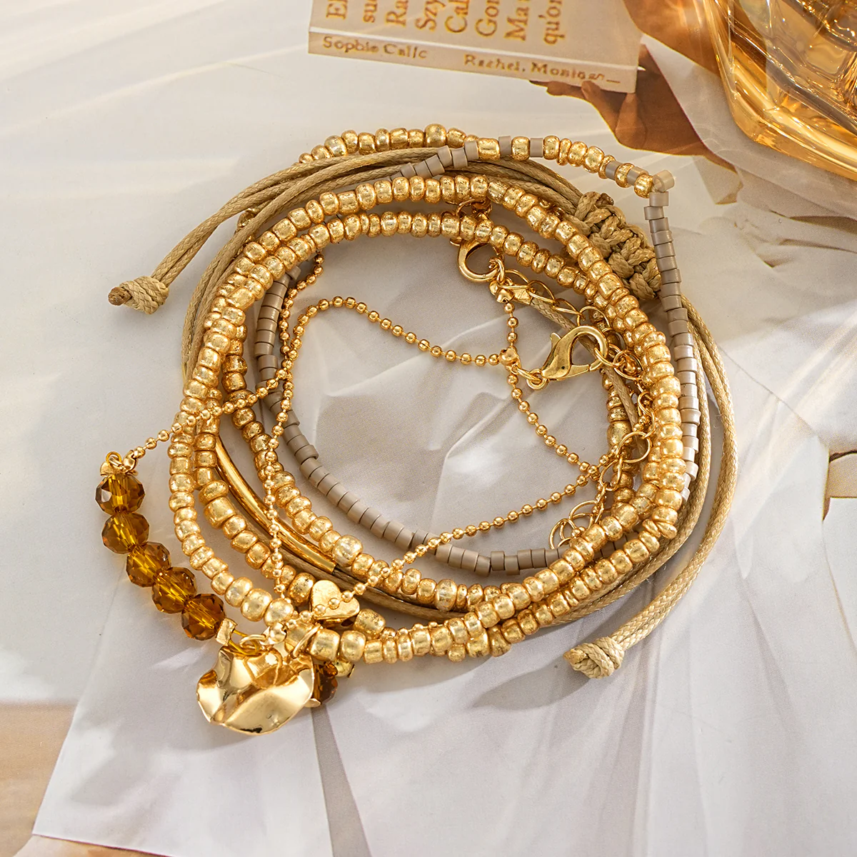 7pc Boho Heart Beaded Bracelet Set - Image 4