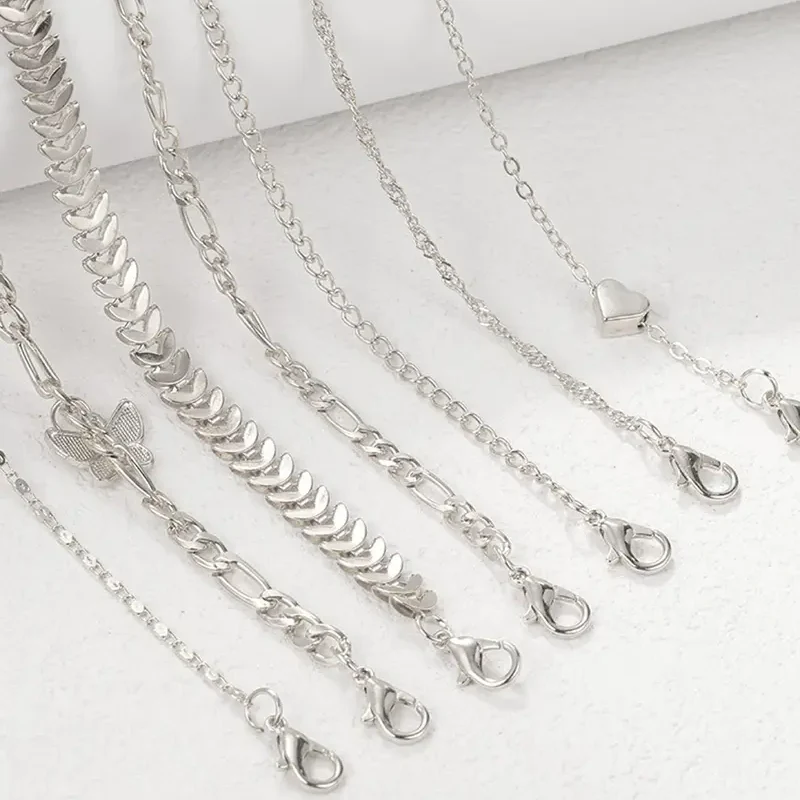 7pc Butterfly Heart Anklet Set - Image 4