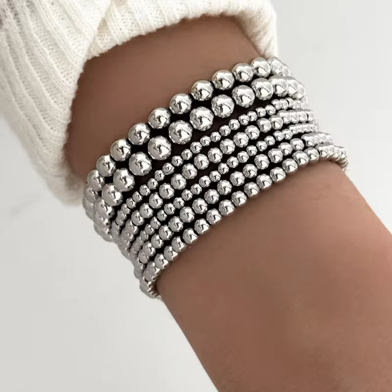 7pc Chunky Beaded Bracelet Stack - Image 2