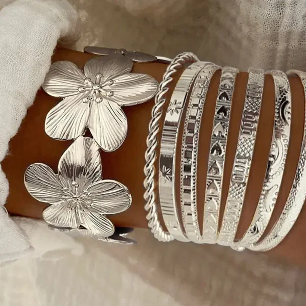 8pc Floral Bracelet Set - Image 5