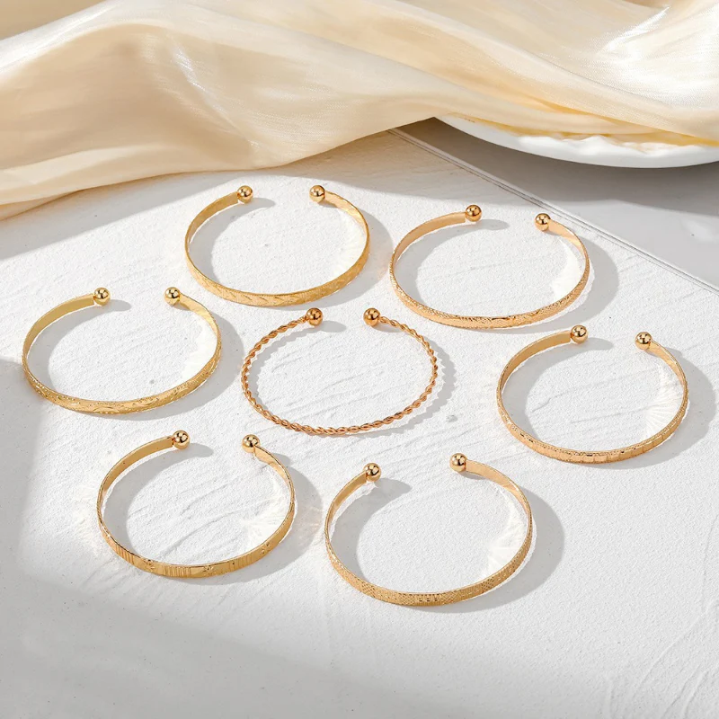 8pc Vintage Etched Bangle Bracelet Set - Image 3