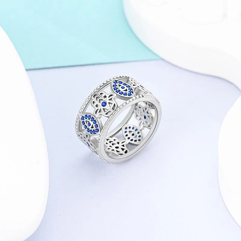 925 Sterling Silver Blue Evil Eye Ring - Image 3