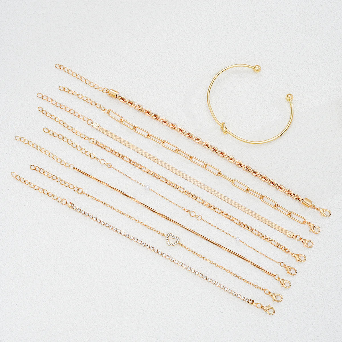9pc Mixed Chain & Charm Bracelet Set - Image 4