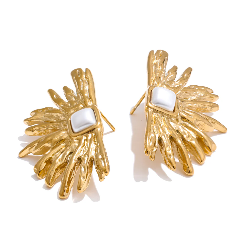 Abstract Sunburst Stud Earrings - Image 2