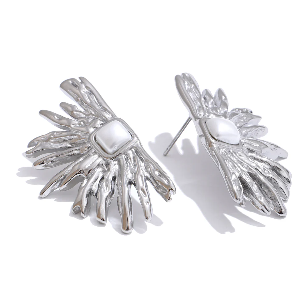 Abstract Sunburst Stud Earrings - Image 3