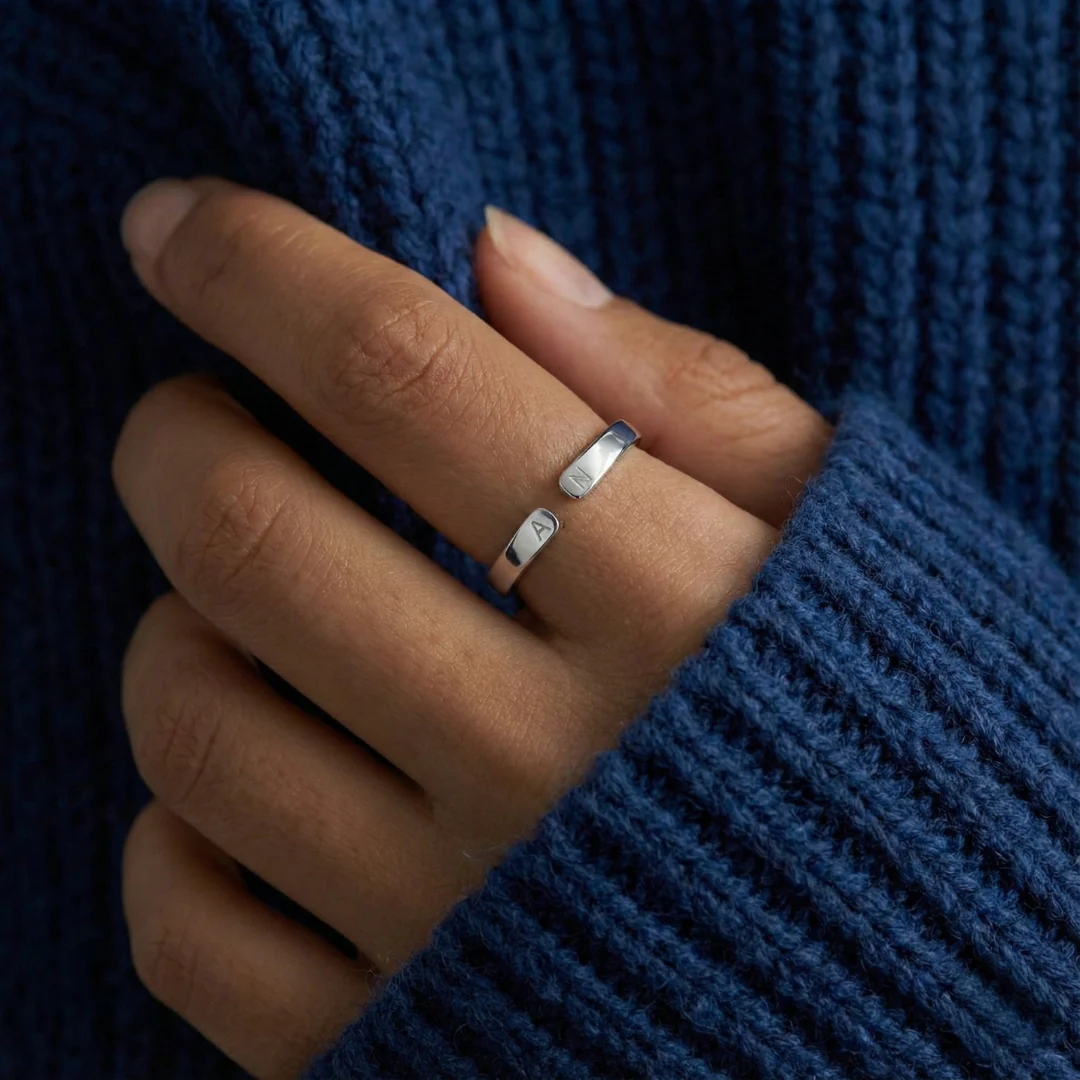 Adjustable Dainty Initial Ring - Image 4