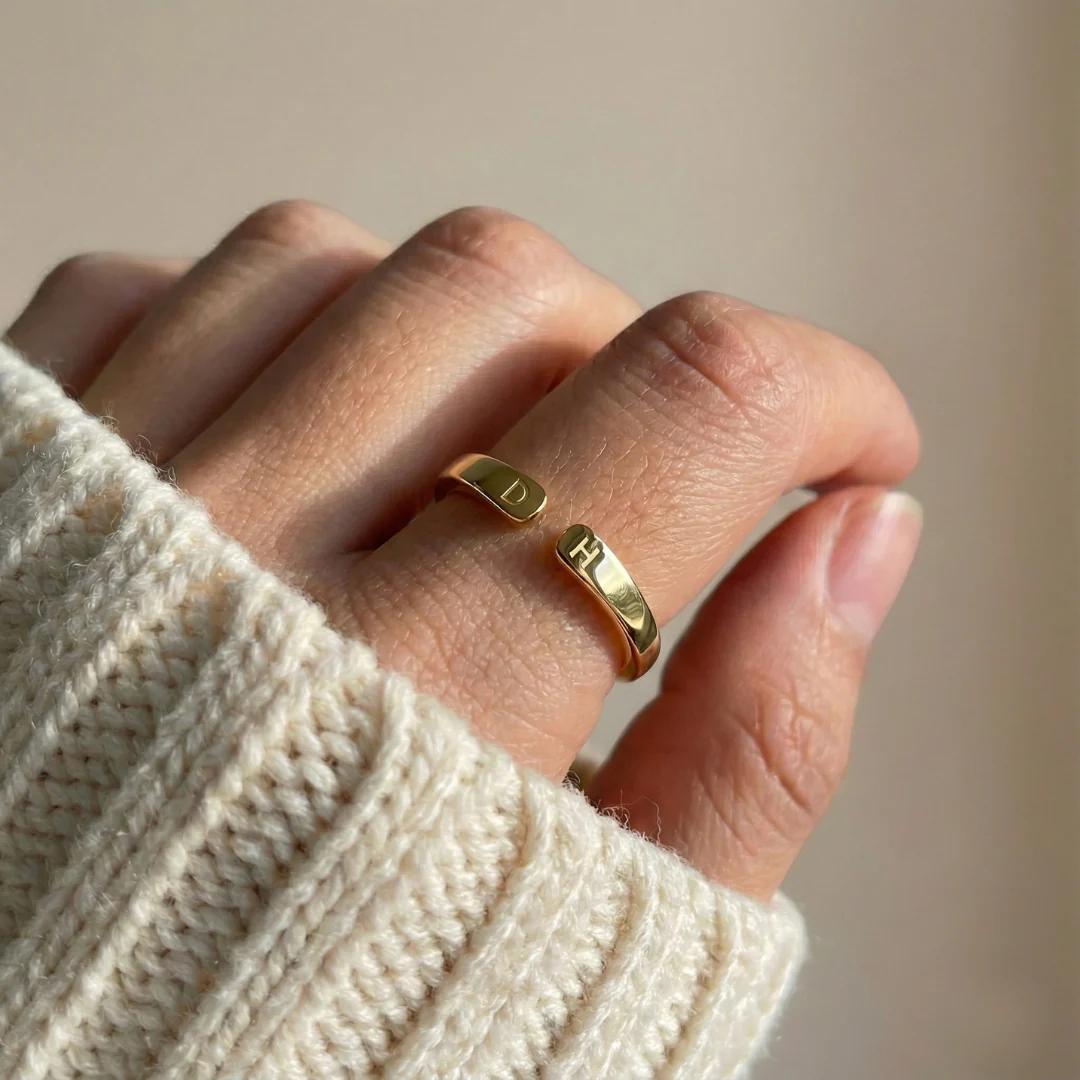 Adjustable Dainty Initial Ring - Image 6
