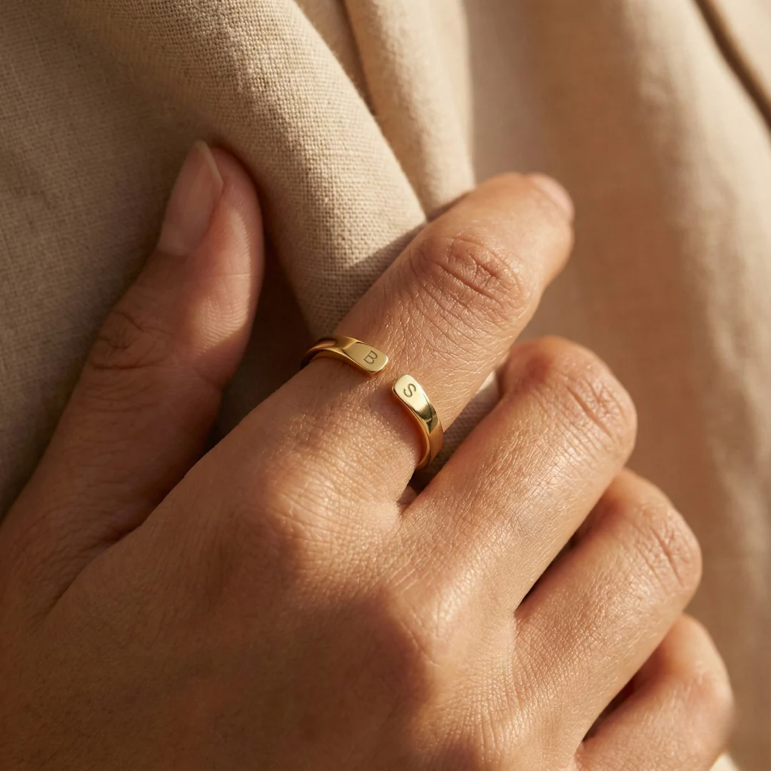 Adjustable Dainty Initial Ring - Image 7