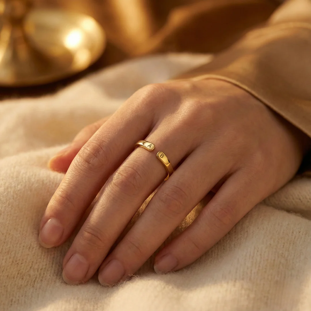 Adjustable Dainty Initial Ring - Image 8