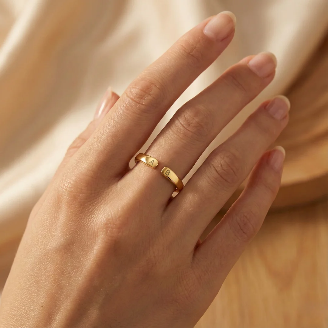 Adjustable Dainty Initial Ring - Image 9