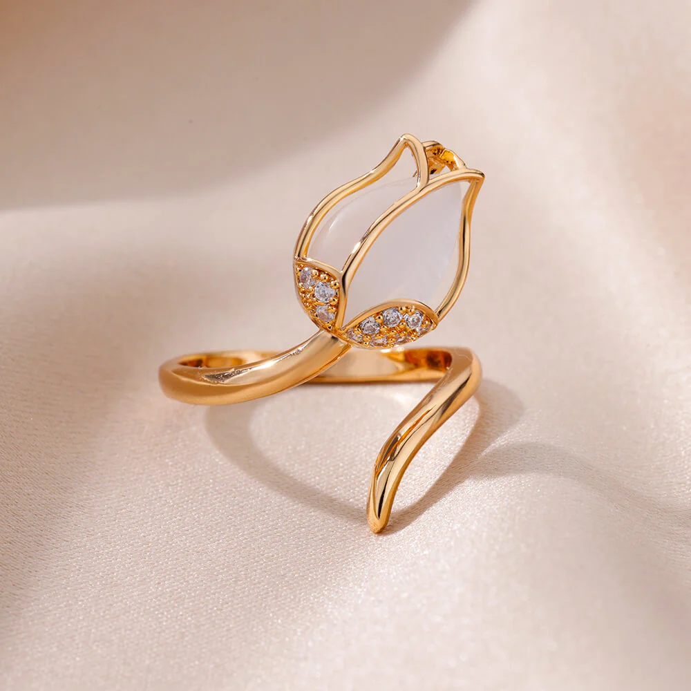 Adjustable Gold Flower Ring - Image 2