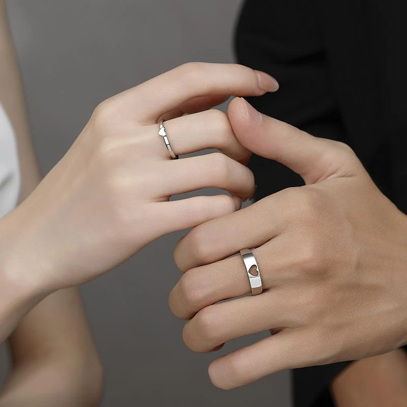 Adjustable Heart Couples Ring Set - Image 2