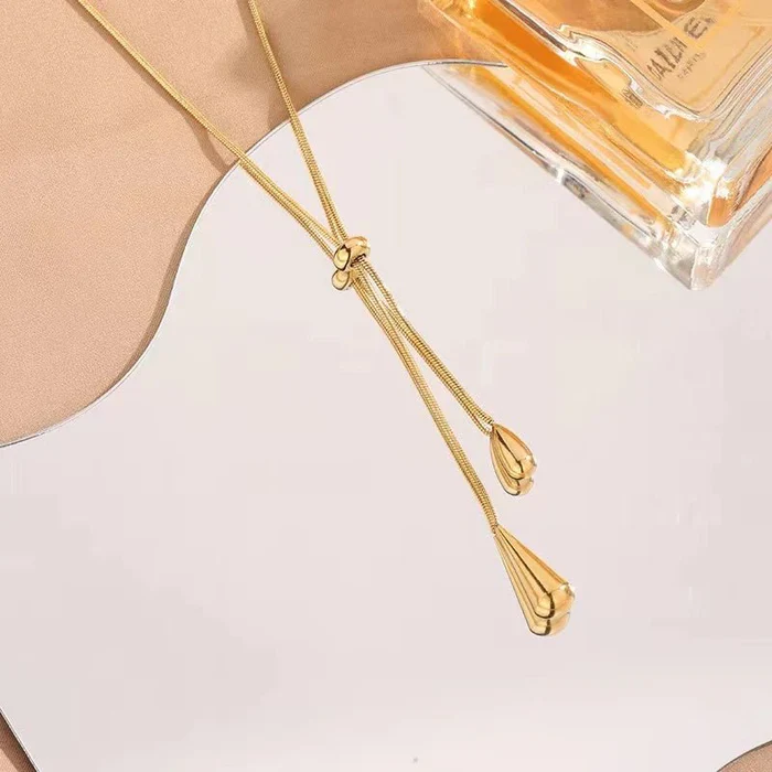 Adjustable Pull Droplet Necklace and Earrings - Image 6