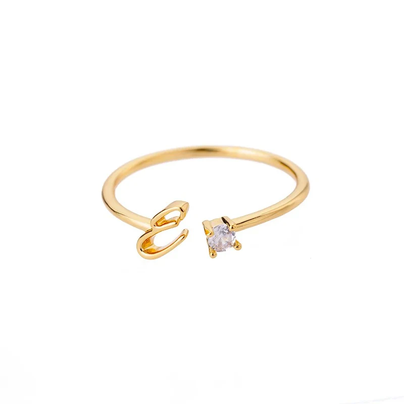 Adjustable Tiny Initial Letter Ring - Image 10