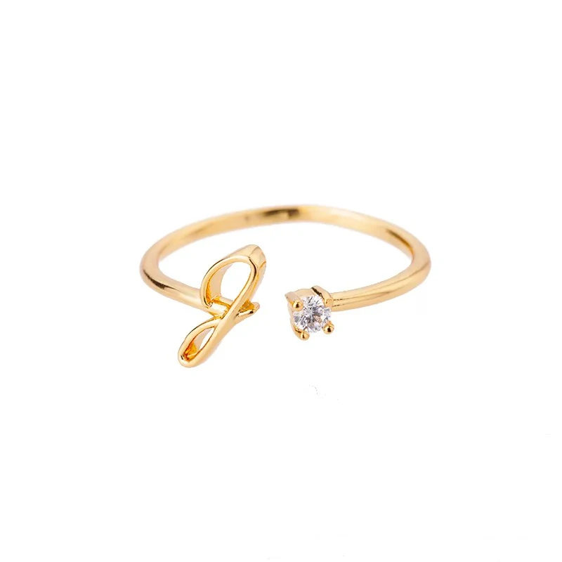 Adjustable Tiny Initial Letter Ring - Image 12