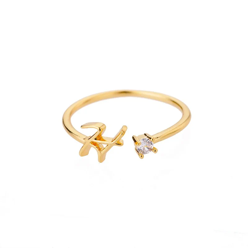 Adjustable Tiny Initial Letter Ring - Image 13