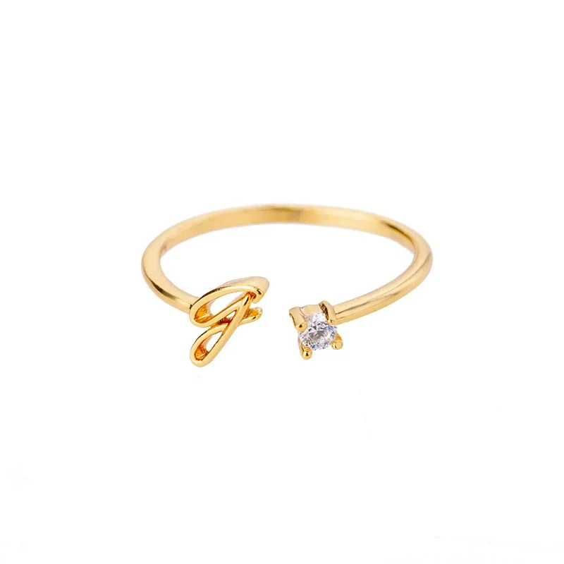 Adjustable Tiny Initial Letter Ring - Image 15