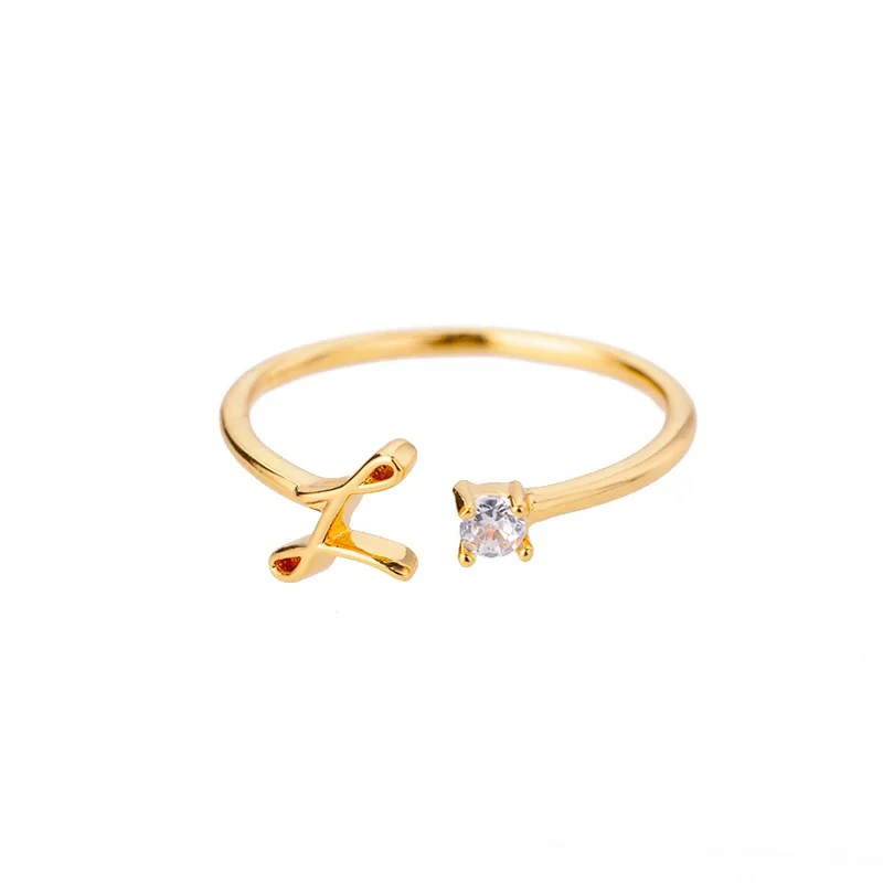 Adjustable Tiny Initial Letter Ring - Image 17