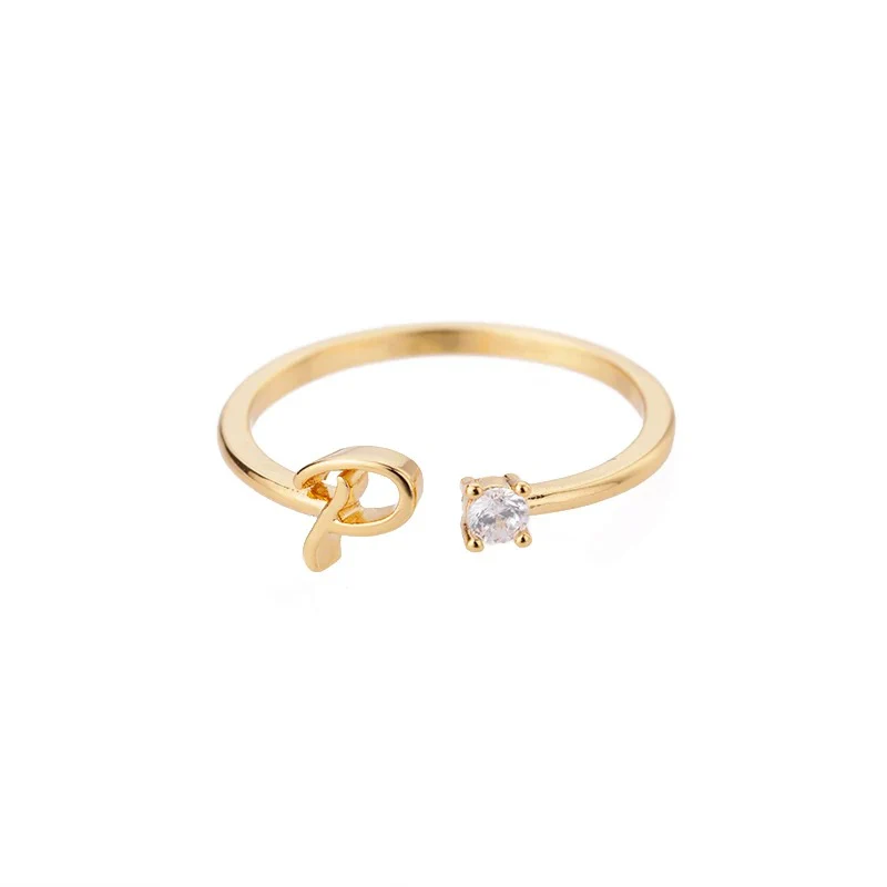 Adjustable Tiny Initial Letter Ring - Image 20