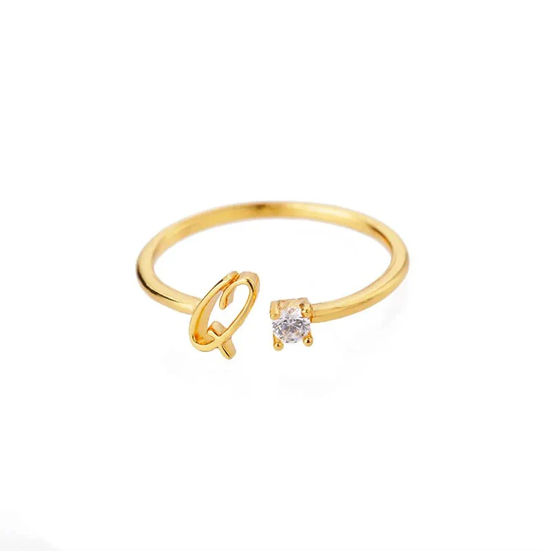 Adjustable Tiny Initial Letter Ring - Image 21