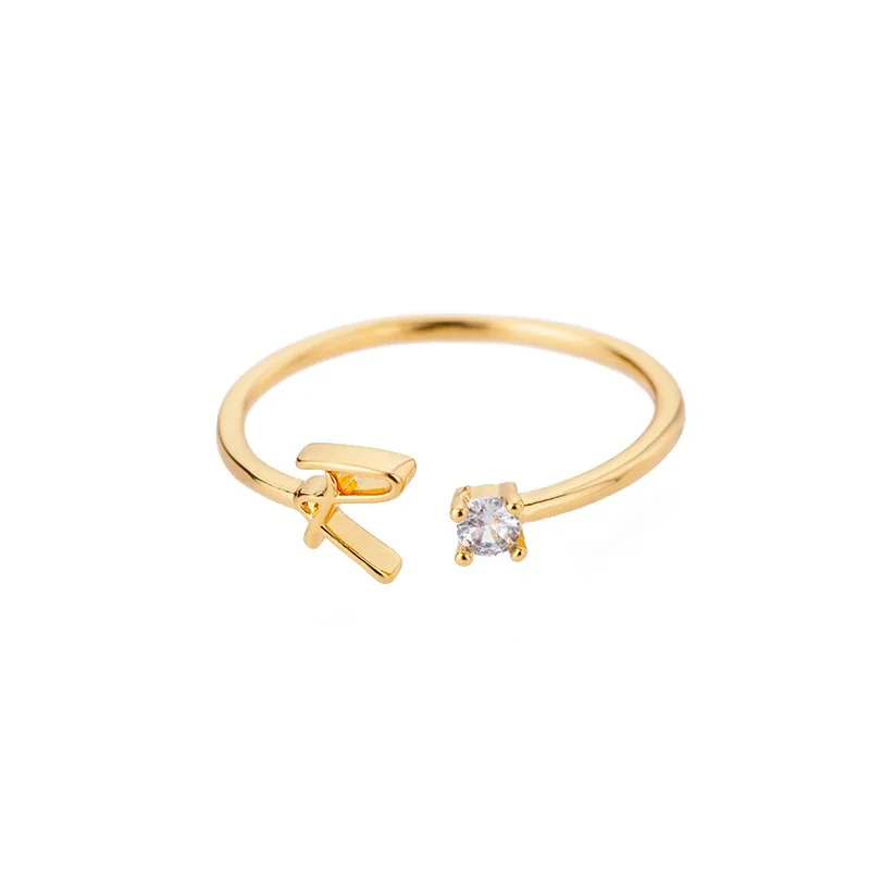 Adjustable Tiny Initial Letter Ring - Image 22