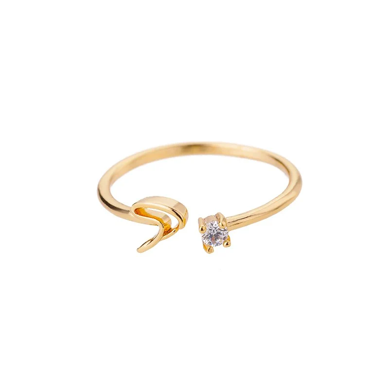 Adjustable Tiny Initial Letter Ring - Image 23